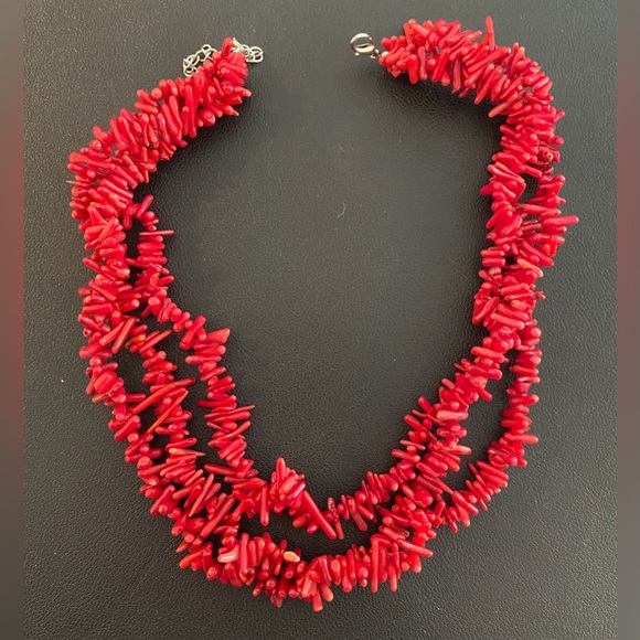 Vintage Red Mini Coral Branch Look Necklace - Picture 1 of 5